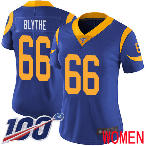 Los Angeles Rams Limited Royal Blue Women Austin Blythe Alternate Jersey NFL Football #66 100th Season Vapor Untouchable->los angeles rams->NFL Jersey